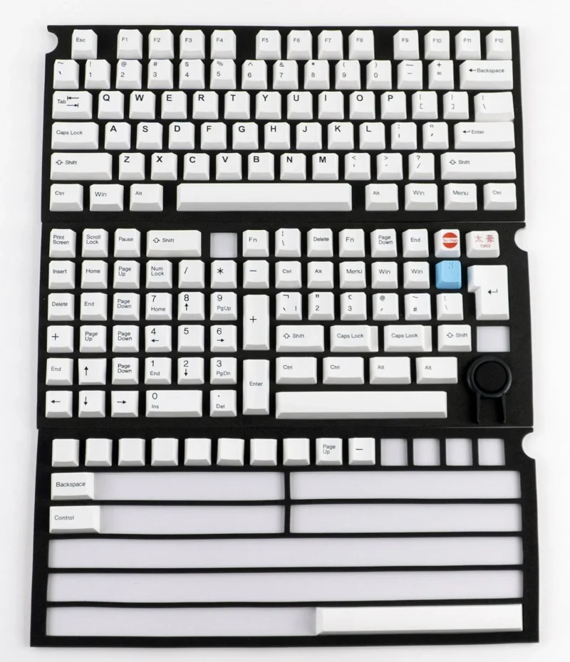 150 key double shot abs cubic keycap set black white