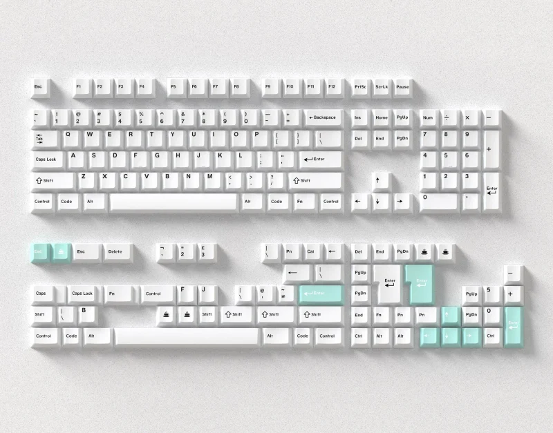 171 key cherry profile pbt double shot keycap set black on white