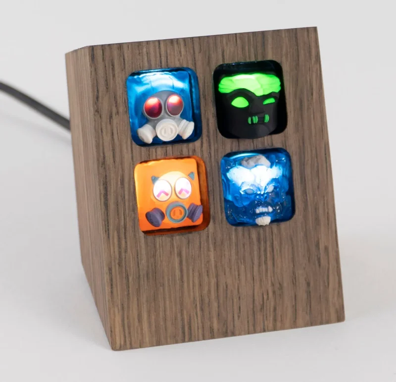 4 key wooden backlit keycap display mk custom artisan