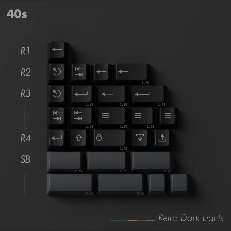 40s retro dark lights keycap set 26 key pbt add on cherry profile