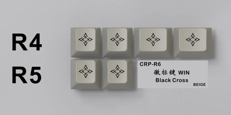 6 key cherry profile dye sub keycap set black cross