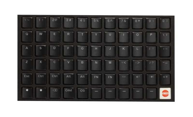 65 key double shot pbt low profile backlit keycaps tai hao black