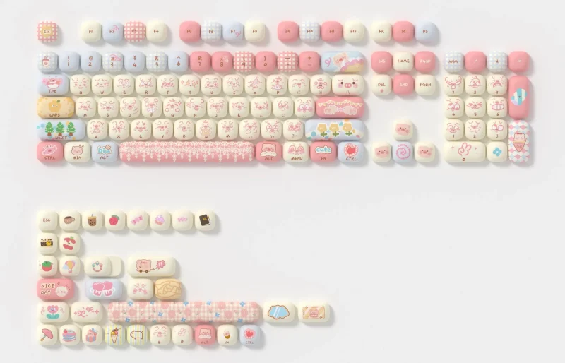 akko piggy party 139 key pbt dye sub keycap set