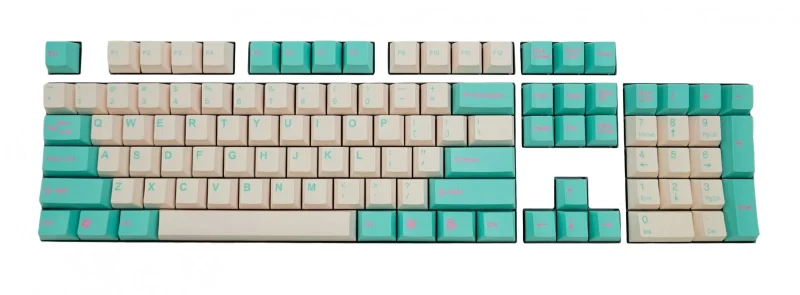 aquamarine 104 key double shot abs keycap set by tai hao