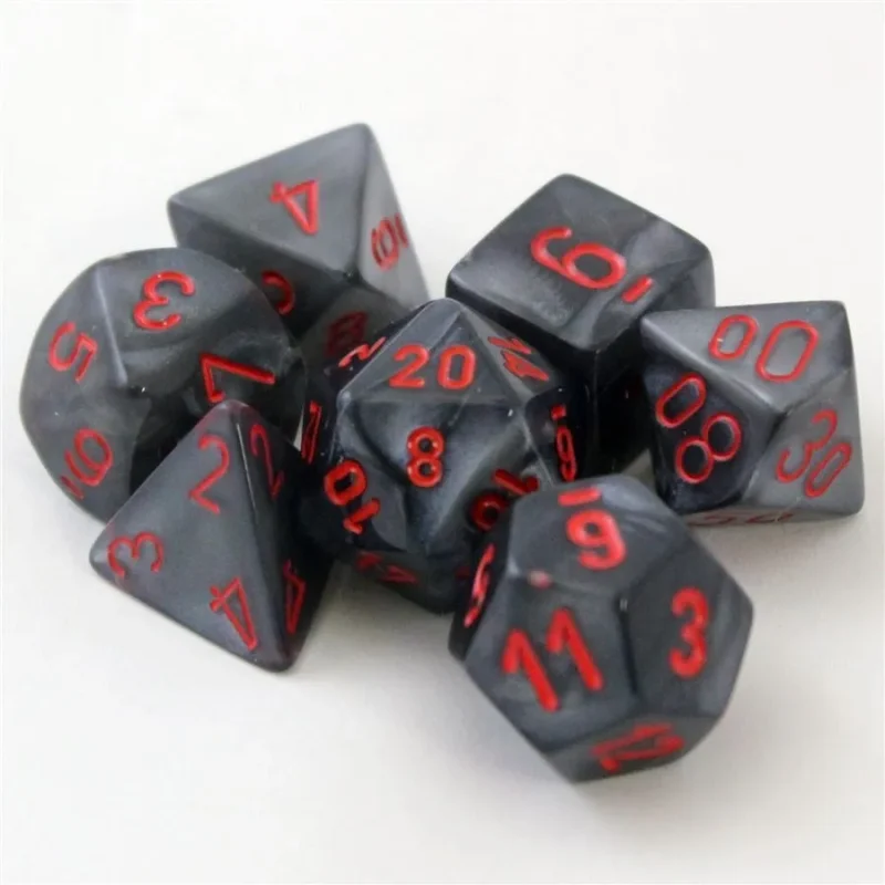 chessex velvet mini 7 die set black red