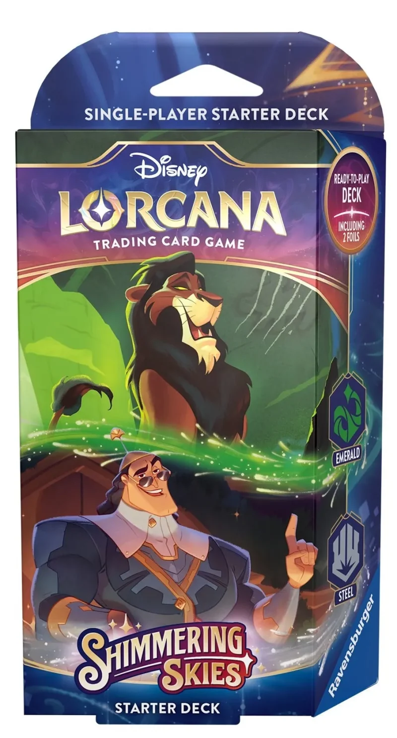 disney lorcana tcg shimmering skies starter deck emerald steel