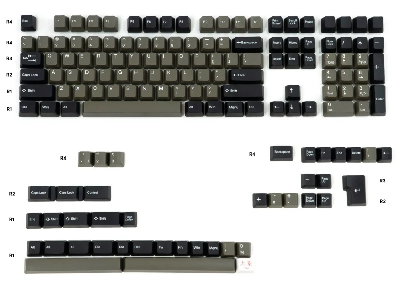 dolch 148 key oem abs double shot keycap set by tai hao