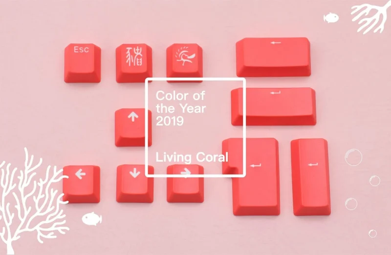 ducky 11 key pbt living coral keycap set