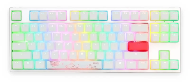 ducky one 2 tkl pure white rgb pbt mechanical keyboard