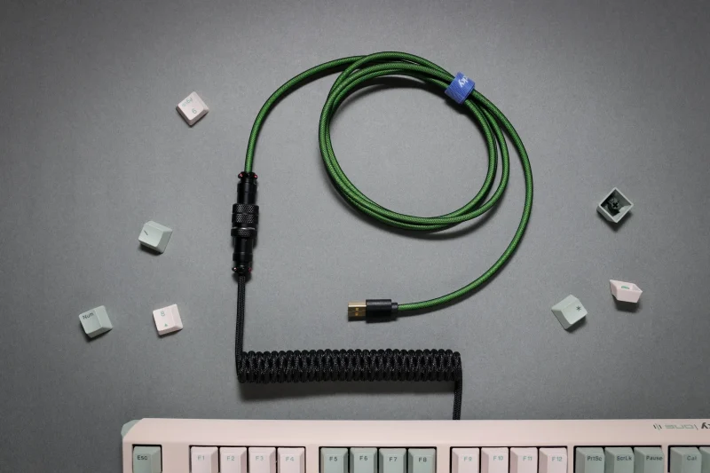 ducky pine green coiled usb cable premium custom coil