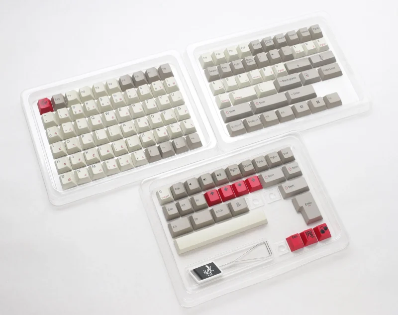 ducky vintage 133 cherry pbt triple shot keycap set