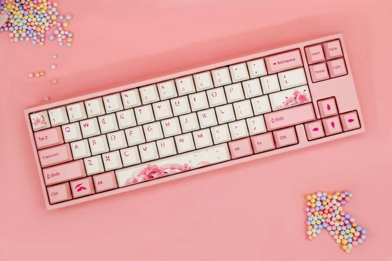 ducky x varmilo miya sakura 65 pbt mechanical keyboard white led