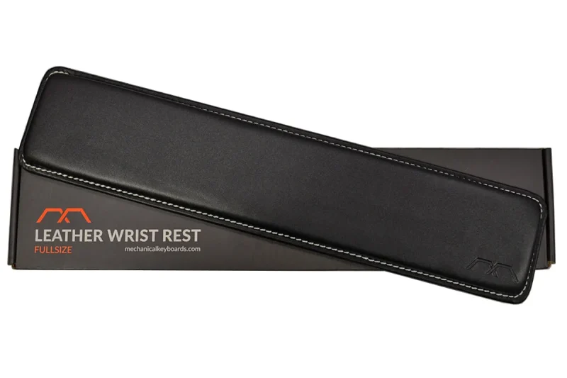 fullsize leather wrist rest with grey stitching by mk