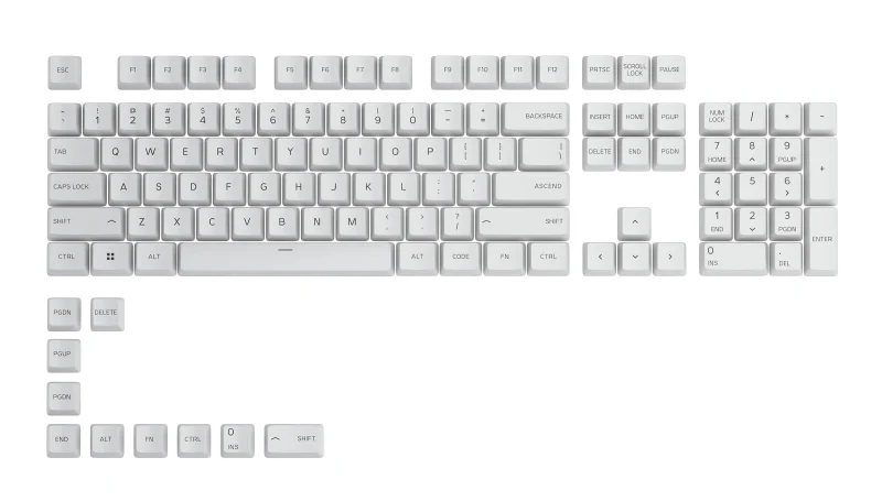 glorious 114 key white cherry pbt dye sub keycap set