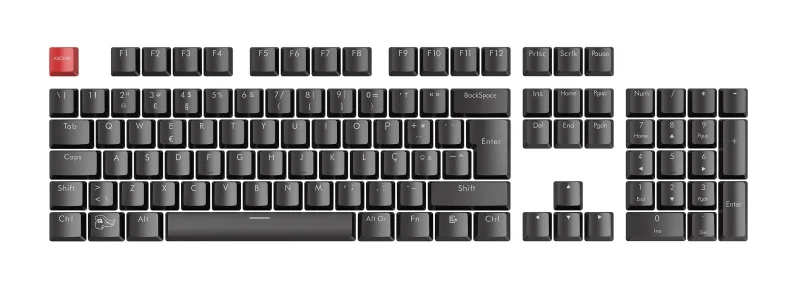 glorious backlit 104 key iso portuguese abs keycap set black oem profile