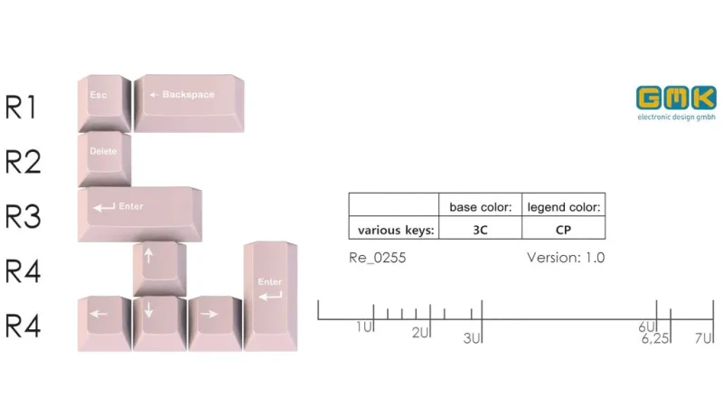 gmk honeywell mild pink 9 key cherry profile keycap set