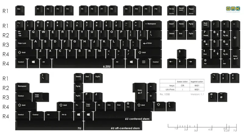 gmk originative 143 key cherry profile abs keycap set white on black