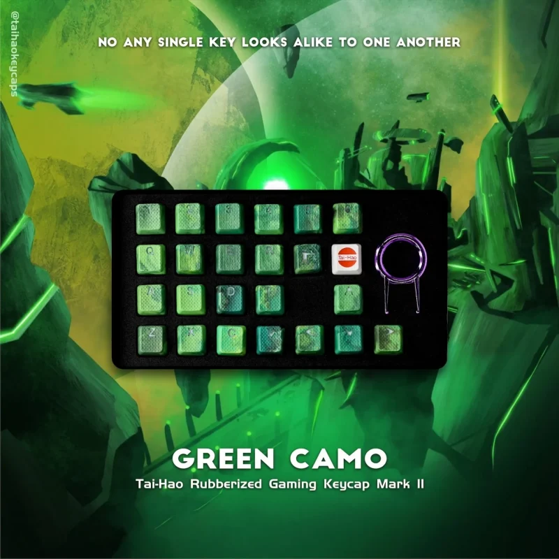 green camo 23 key tpr backlit gaming keycap set tai hao