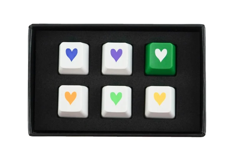 green heart 6 key oem abs keycap set tai hao