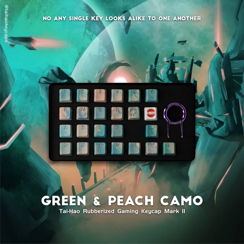 green peach camo 23 key tpr rubberized backlit gaming keycaps