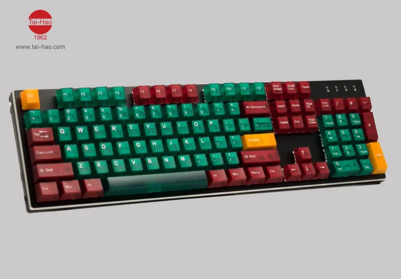 green red dual color cubic keycap set 152 keys double shot abs