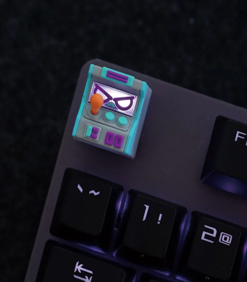 handcrafted gray blue purple artisan keycap for hot keys project hkp