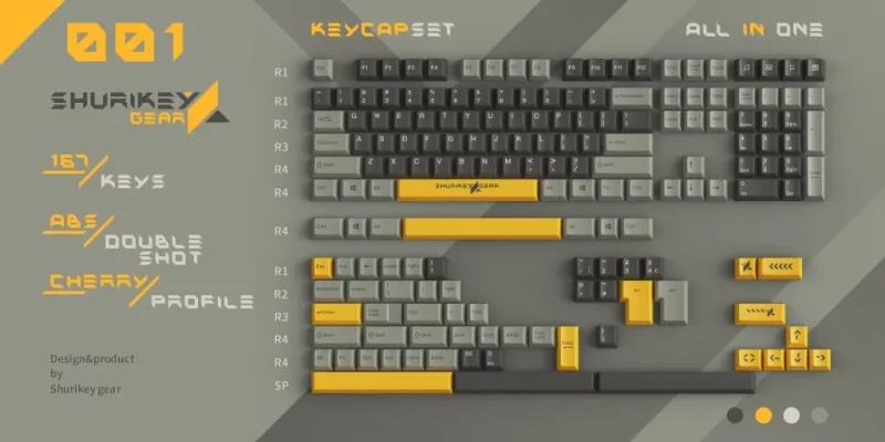 hanzo 001 167 key cherry profile double shot abs keycap set