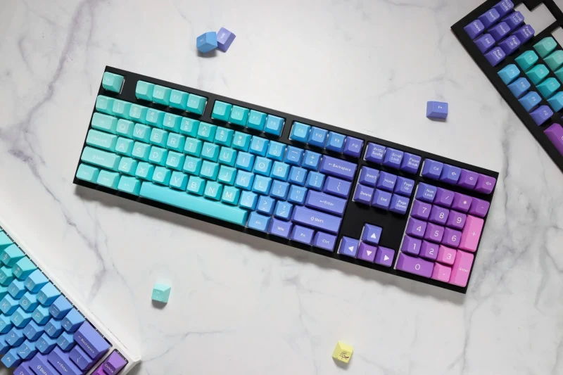 hardcap x ducky azure 108 key sa double shot abs keycap set