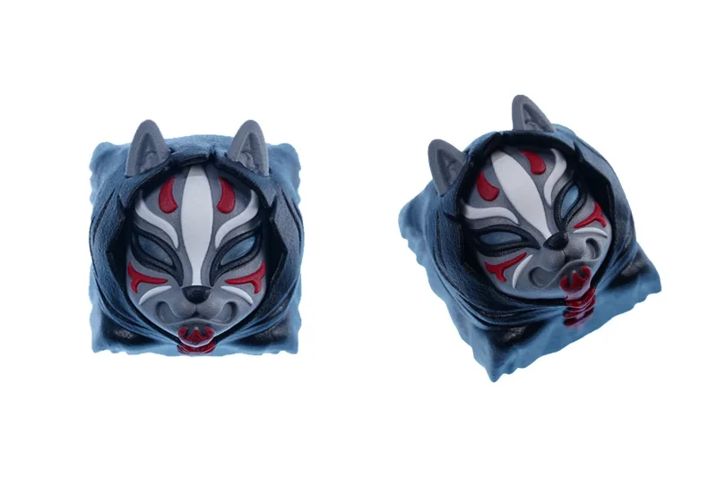 hkp kitsune black grey artisan keycap kit