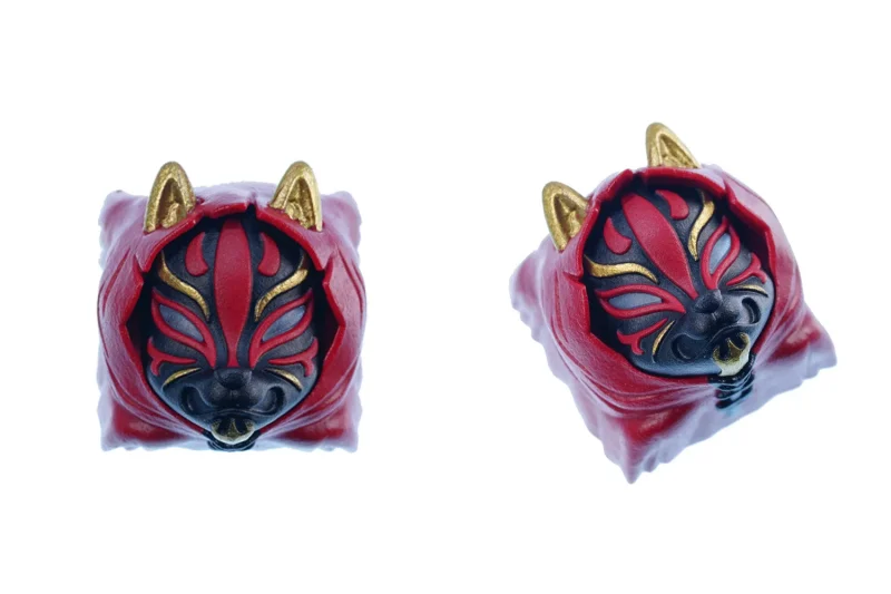 hkp kitsune red gold artisan keycap hot keys project