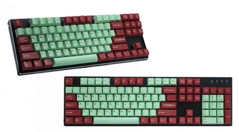 jukebox mint red 111 key cubic abs double shot keycap set