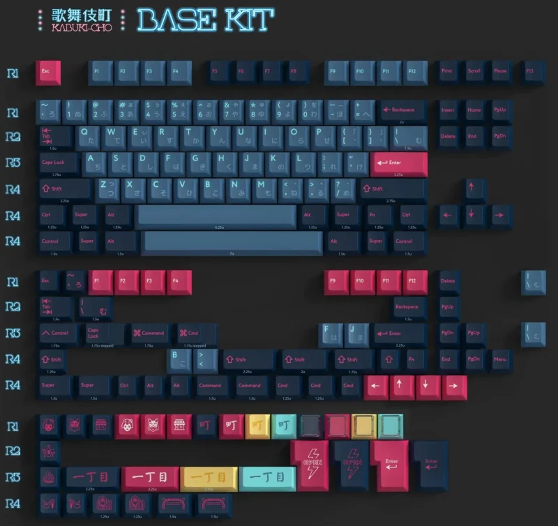 kbdfans kabuki cho 176 key pbt cherry profile double shot keycaps