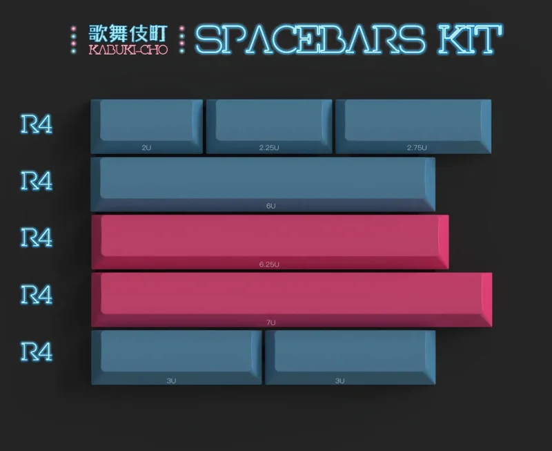 kbdfans pbtfans kabuki cho 8 key cherry profile pbt spacebar kit