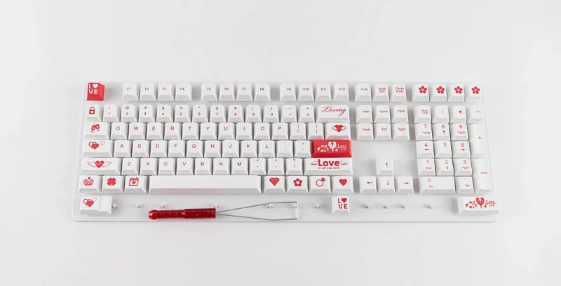 kbparadise love red 111 key cherry profile pbt keycaps