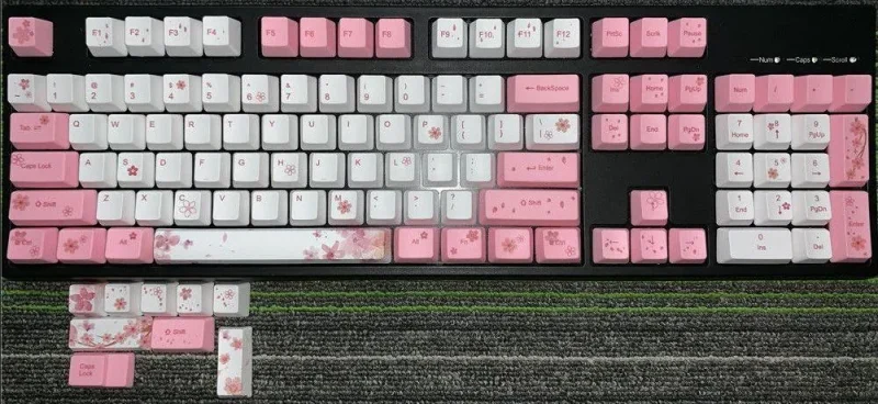 kbparadise sakura 113 key pbt keycap set oem profile dye sublimation