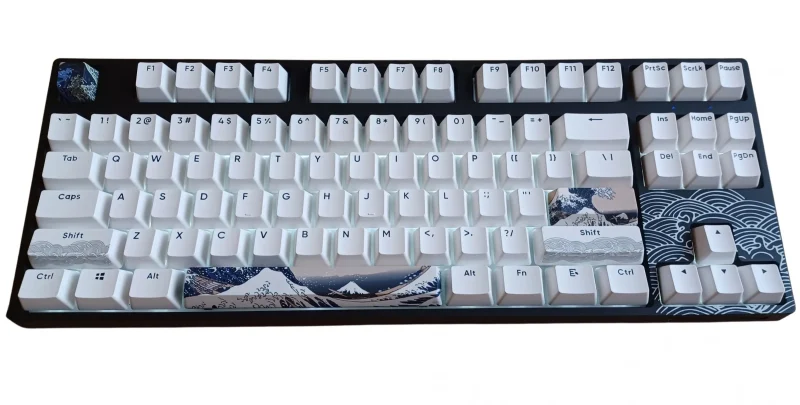 kbparadise v80 v2 black wave tkl hotswap mechanical keyboard white led pbt