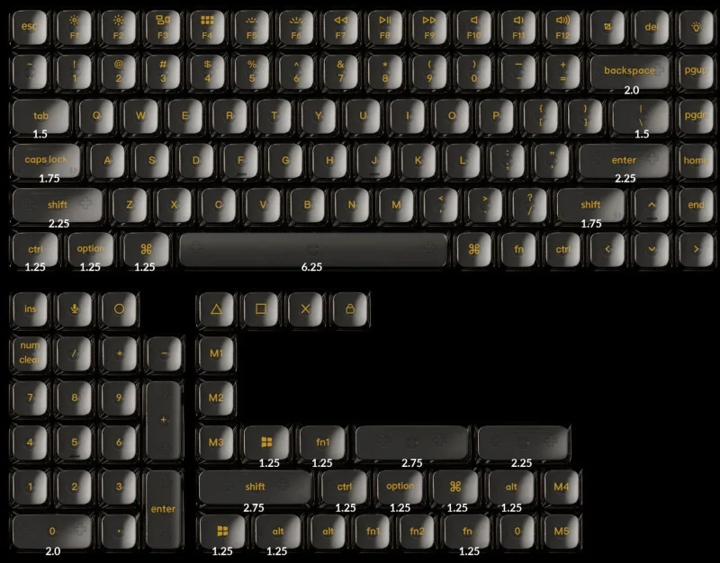 keychron 129 key lsa profile black abs keycap set