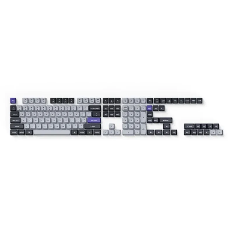 keychron 140 key ksa pbt double shot keycap set grey silver