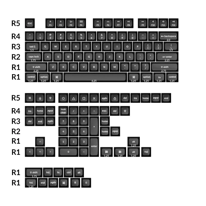 keychron ksa 137 key double shot pbt keycaps white on black