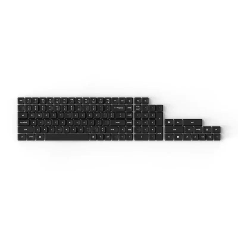 keychron white on black 118 key pbt double shot keycap set