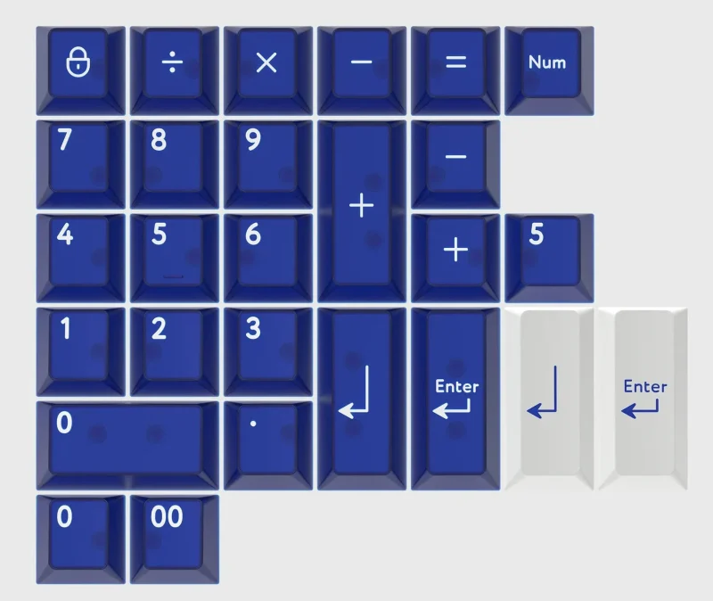 klein blue translucent numpad kit 27 key cherry profile double shot abs keycaps by kbdfans