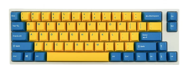 leopold fc660m 65 pbt double shot mechanical keyboard yellow blue