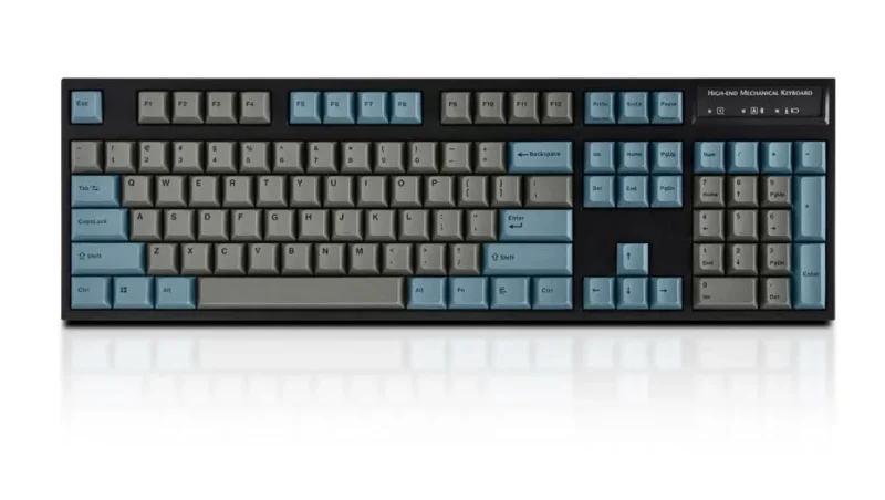 leopold fc900rbt blue grey pbt mechanical keyboard with bluetooth