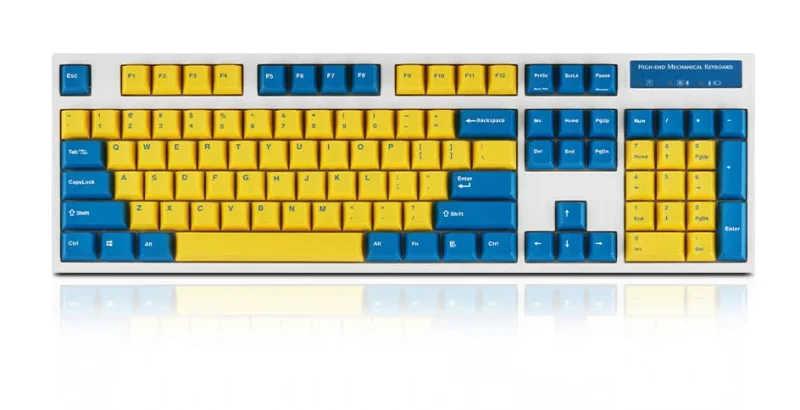 leopold fc900rbt bluetooth mechanical keyboard yellow blue pbt pd double shot