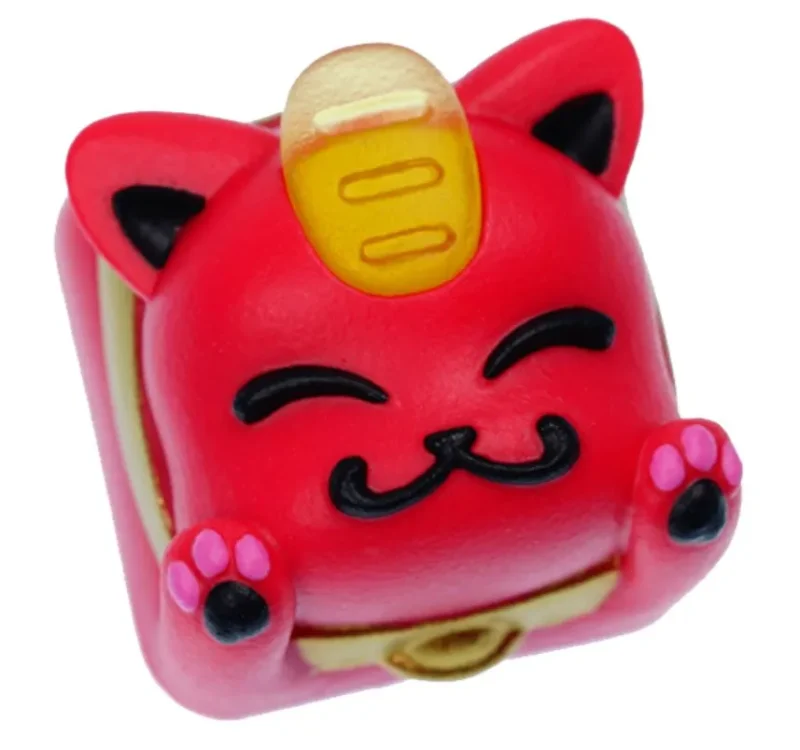 lucky cat red artisan keycap for hot keys project hkp