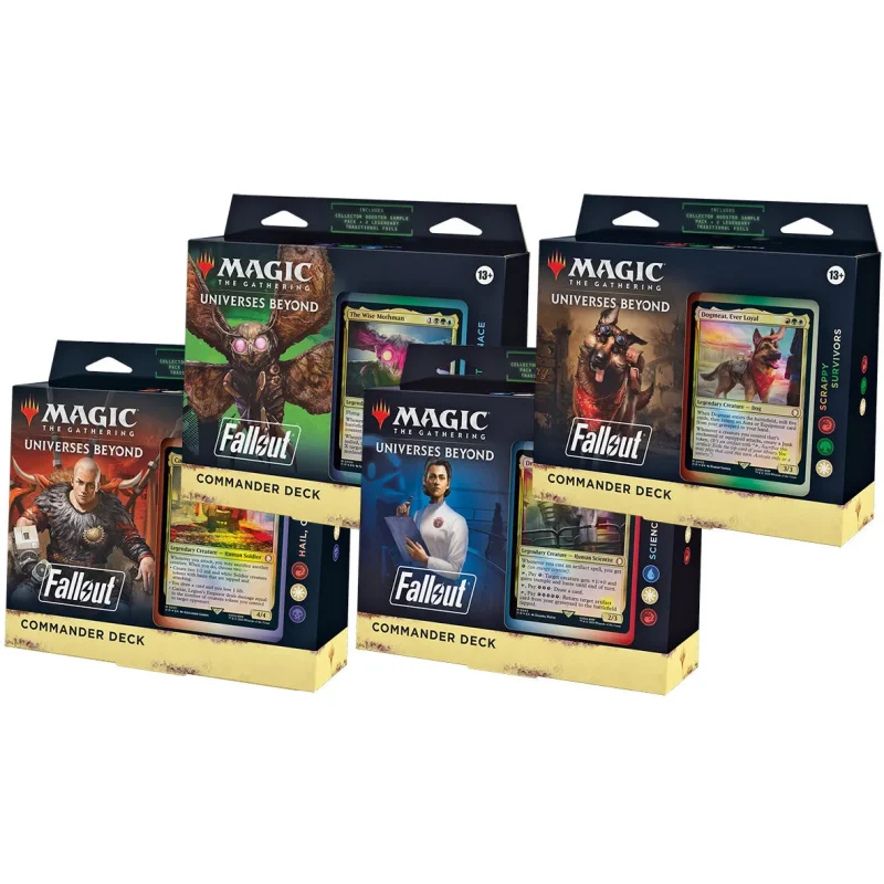 magic the gathering fallout commander deck display 4 pack