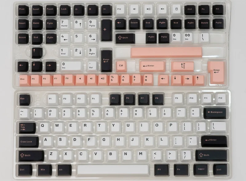 meko 147 key cherry profile pbt double shot keycap set pink black white