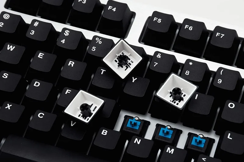 mistel 119 key double shot pbt keycaps white on black