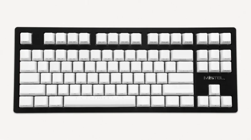 mistel black aluminum tkl mechanical keyboard white led pbt keycaps