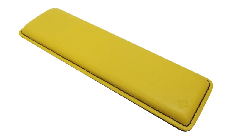 mk honey bee compact 60 wrist rest yellow leather with black stitching